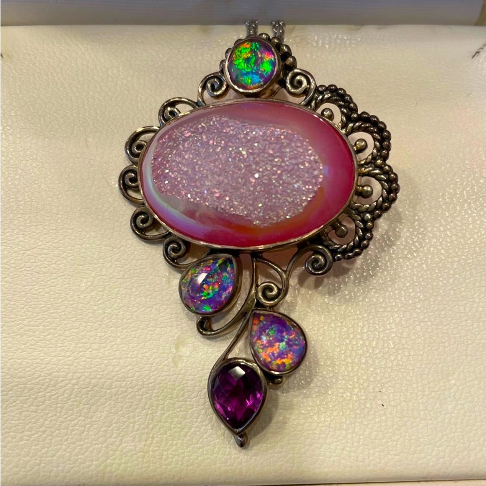 Designer Druzy Quartz necklace NEW